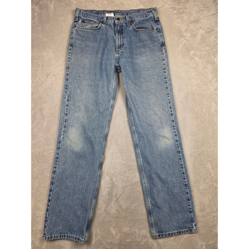 Carhartt Relaxed Straight Jeans Mens 35x34 Blue B460 DPS Workwear Denim